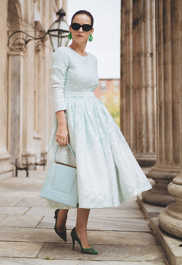 sachin and babi light blue dress Kleinfeld Bridal x Crate & Barrel: Registry Perks & Discounts main image 0