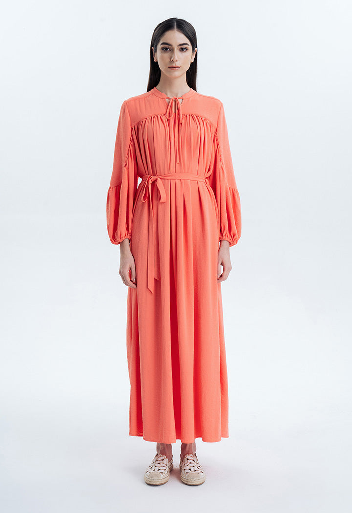 eci maxi dress Gather Yoked Solid Maxi Dress – ZAY