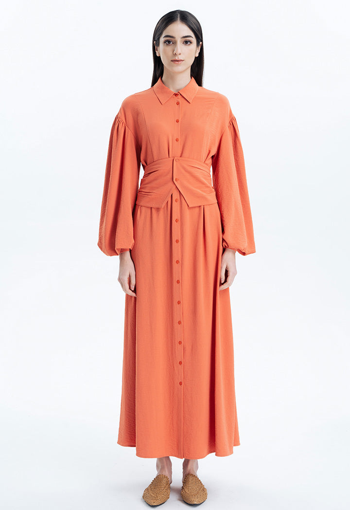 maxi dress with wide belt Maxi Shirt Dress With Wide Belt – ZAY