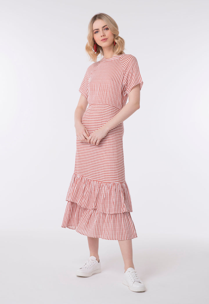 Striped Layered Ruffle Hem Dress – ZAY