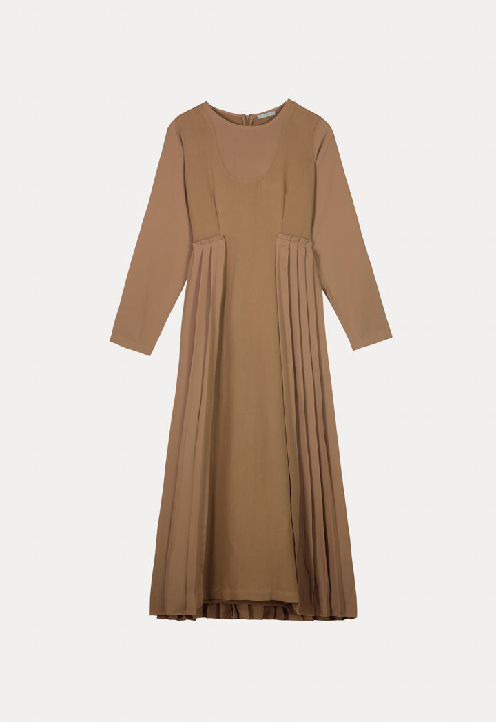 Pleated Overlay Woven Dress – ZAY