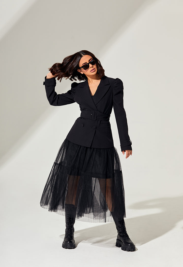 Black Mesh Overlay V Neckline Dress – ZAY