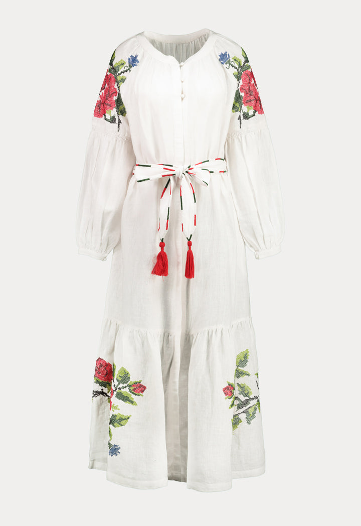 Embroidered Linen Maxi Dress – ZAY