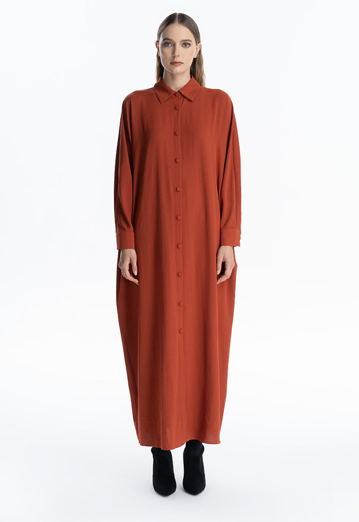 Self Fabric Button Oversized Batwing Maxi Dress – ZAY