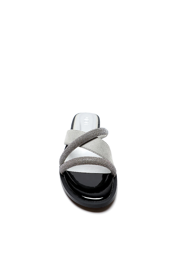 White slides with rhinestones hot sale