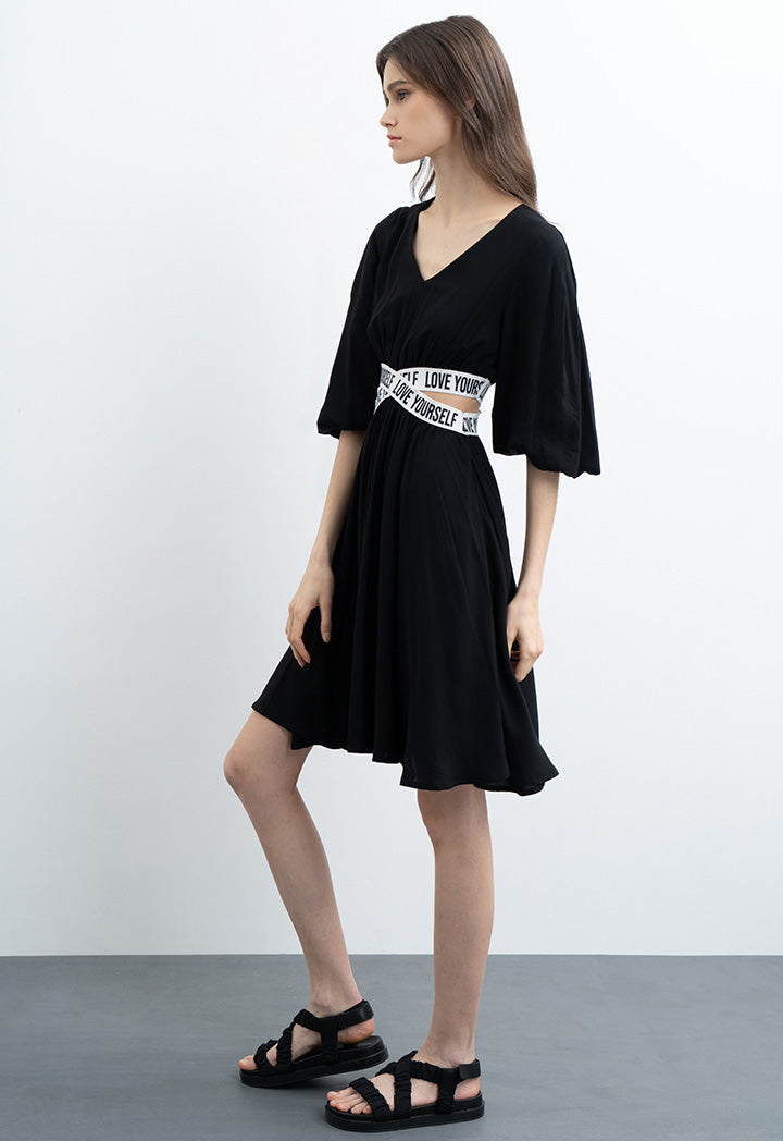 Midi Flared Dress with Waist Cut-out – ZAY