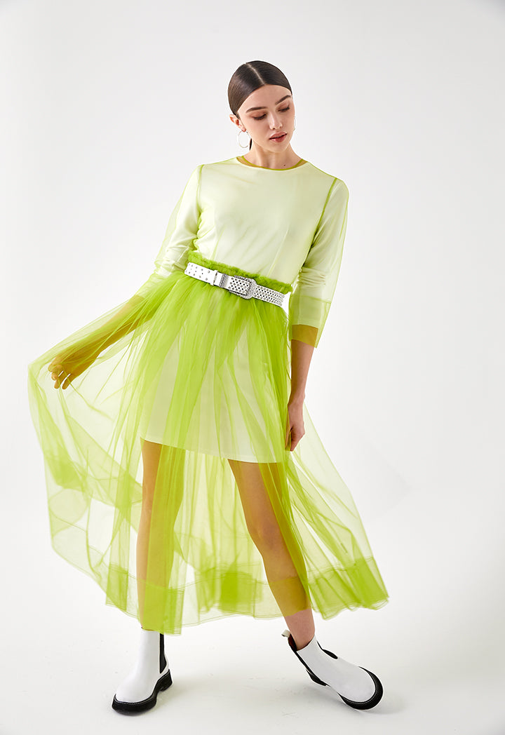 Green Mesh Tulle Outer Dress – ZAY
