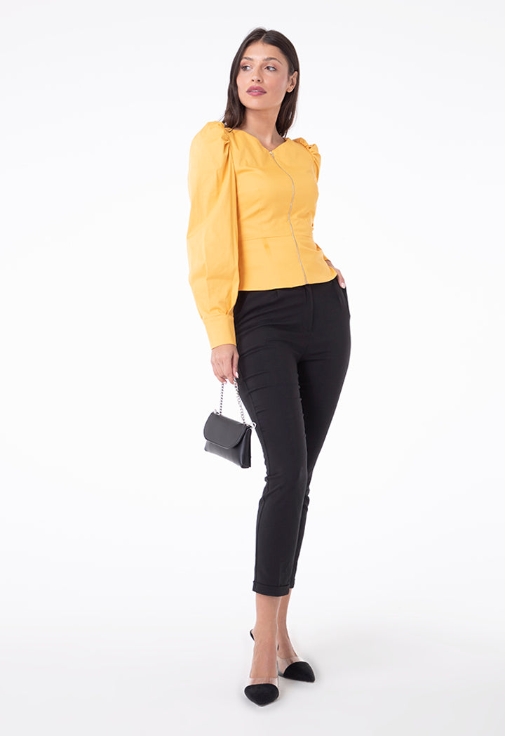 Zip Front Peplum Blouse – ZAY Zip Front Peplum Blouse – ZAY