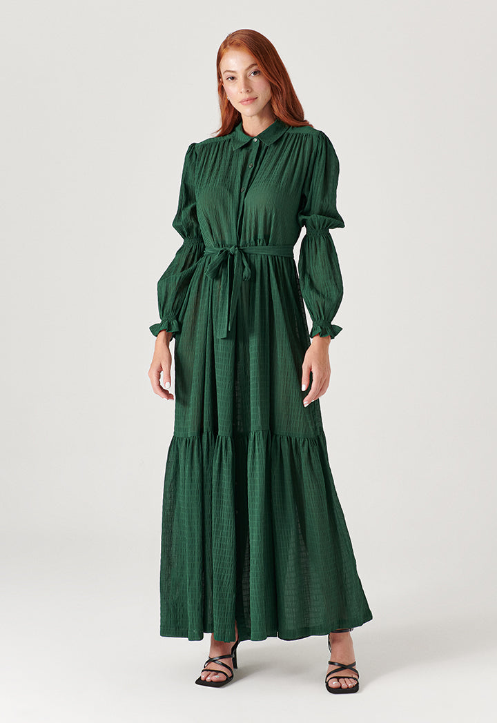 long sleeve seersucker dress Textured Seersucker Long Maxi Shirt Dress – ZAY