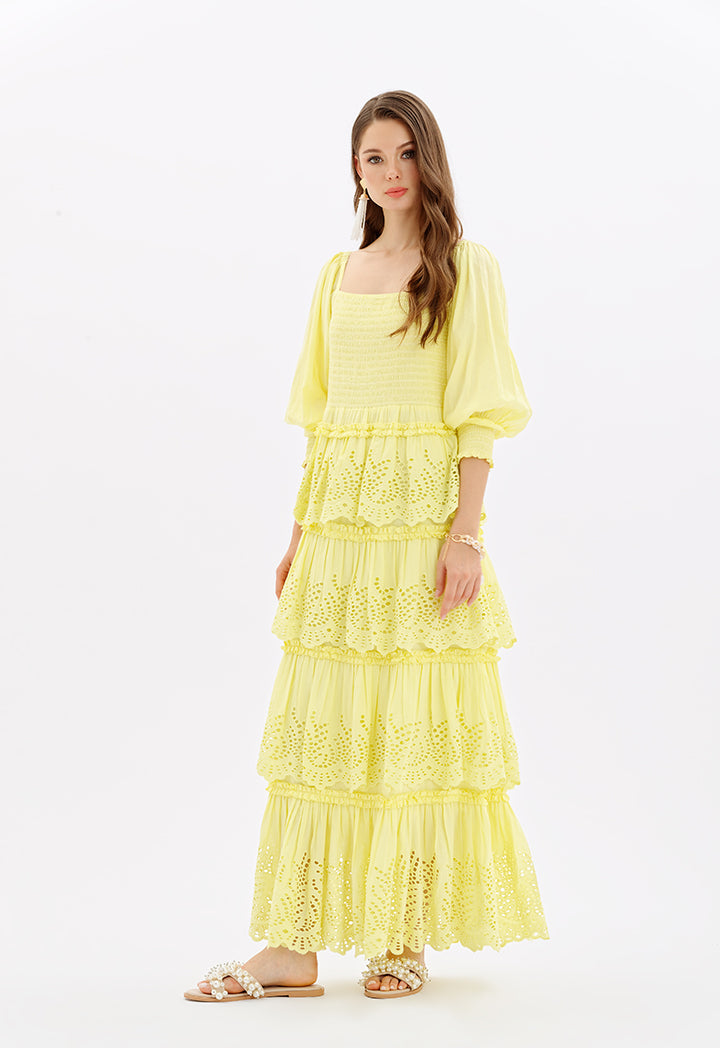 Embroidered Maxi Multi Tiered Dress – ZAY