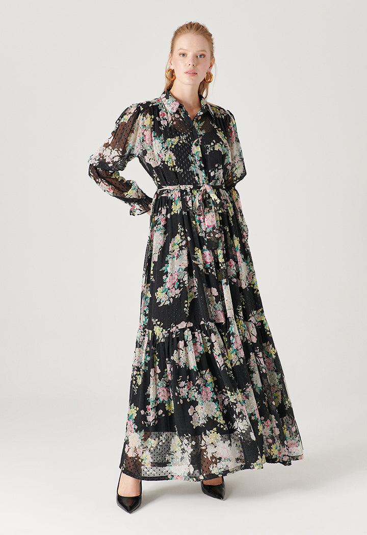 Floral Printed Dobby Maxi Dress – ZAY