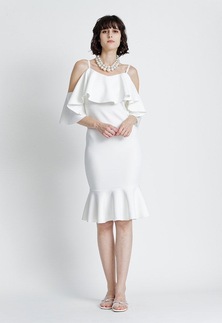 Off Shoulder Peplum Midi Dress – ZAY