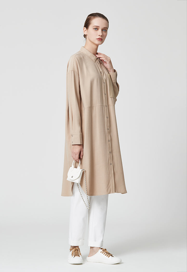 Rounded Hem Soft Tencel Shirt Dress ZAY Rounded Hem Soft Tencel Shirt Dress ZAY