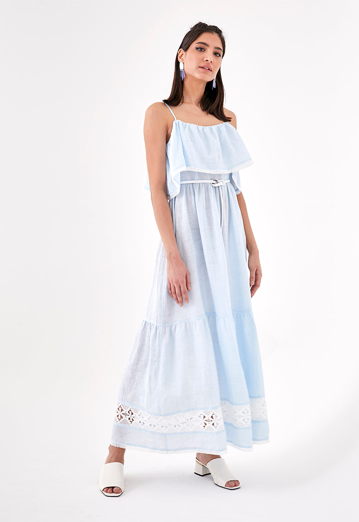 Lace Trim Cold Shoulder Dress  ZAY