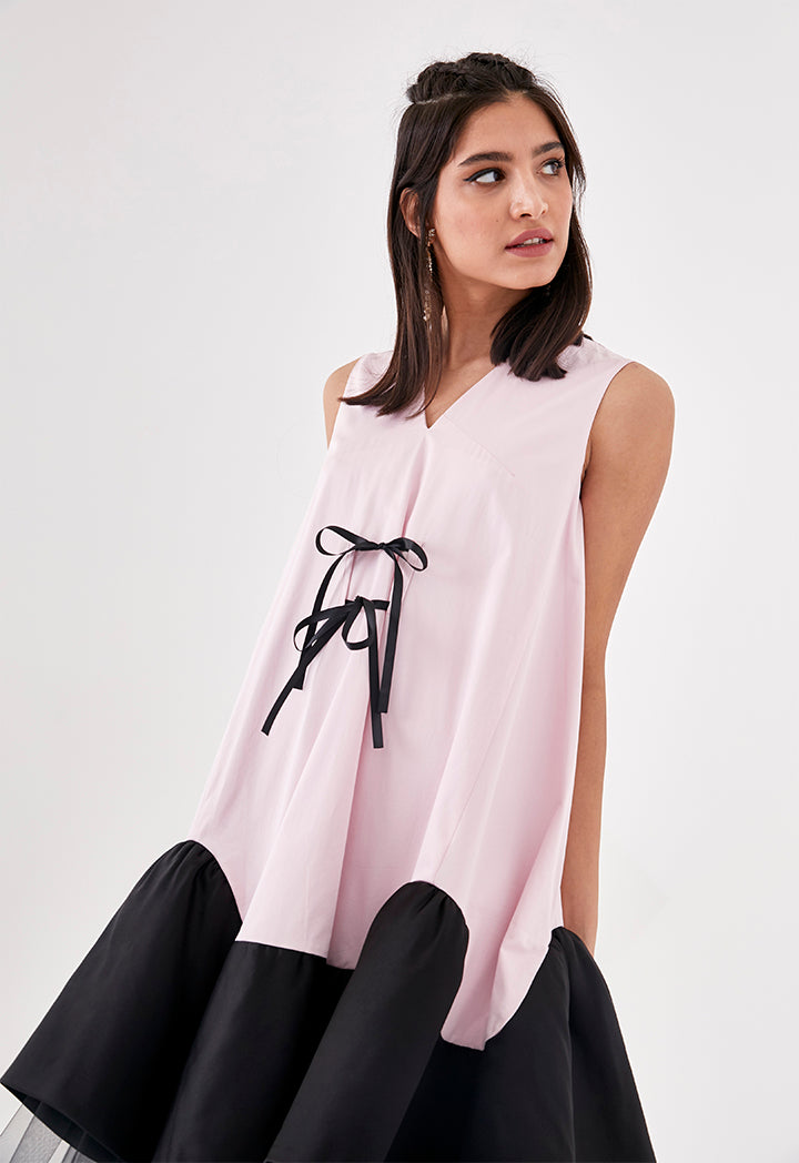 Color Block Mesh Hem Dress – ZAY