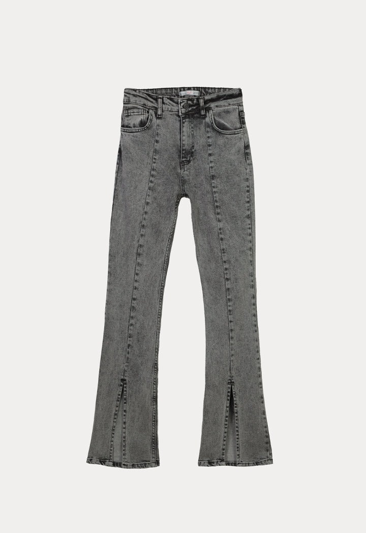 Classic Fit Denim Jeans With Slit Hem