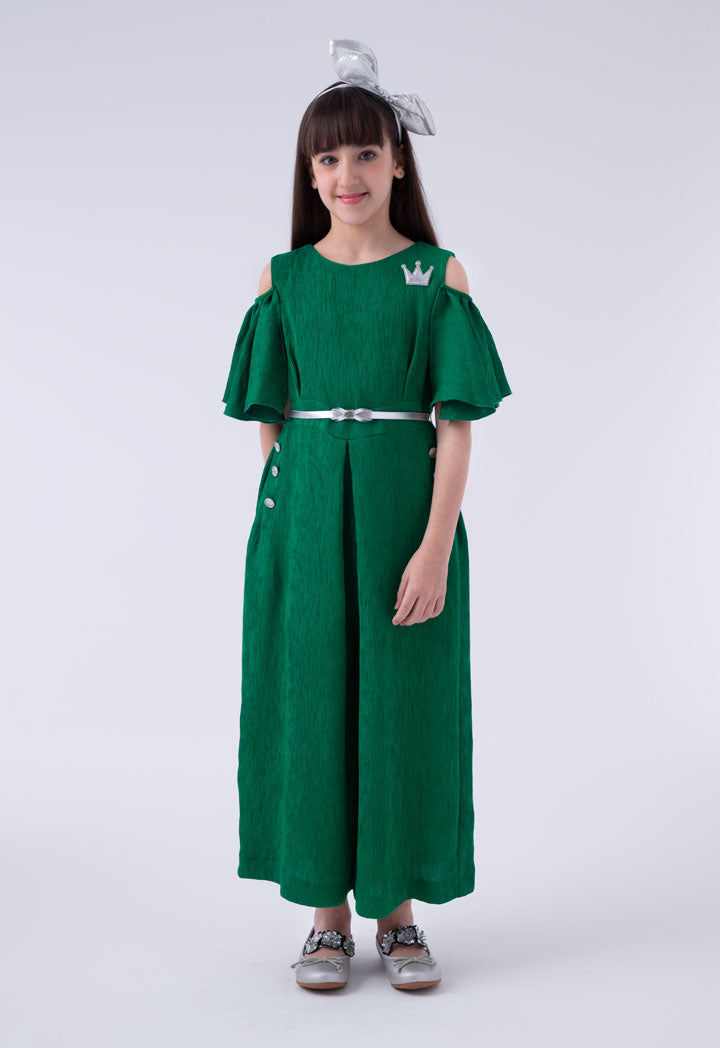 Green cold 2024 shoulder jumpsuit