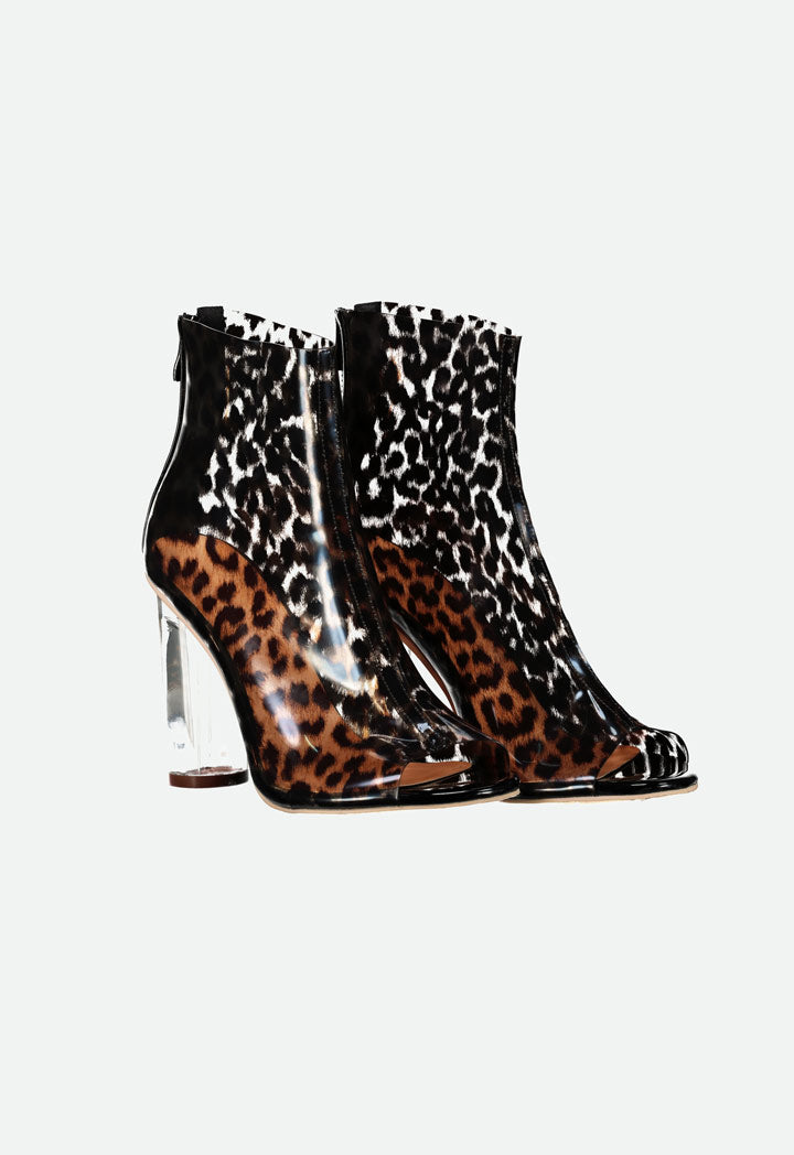 Open Toe Leopard Print Boots