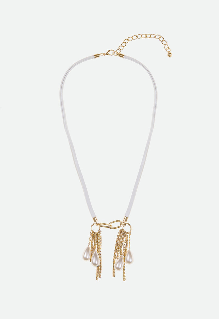 Chain Tassel Teardrop Pearl Necklace