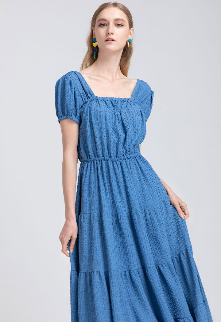 Textured Solid Tiered Dress