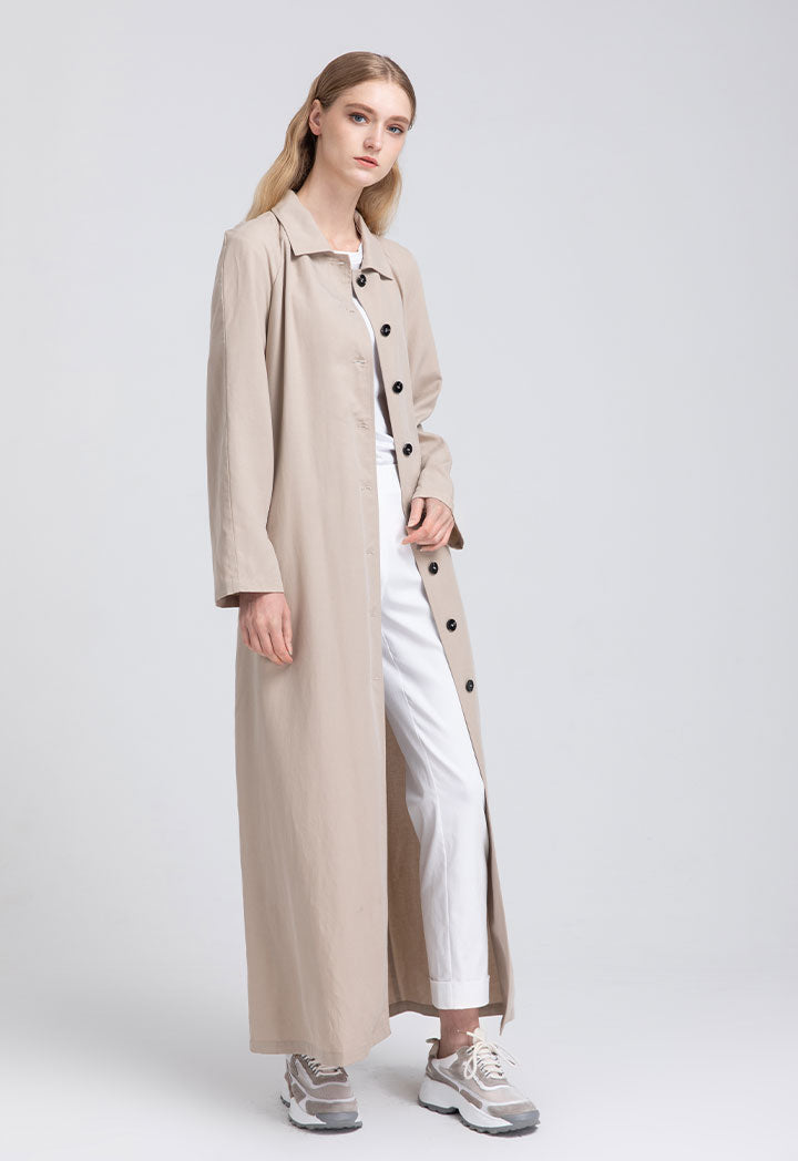 Solid Long Slit Outerwear