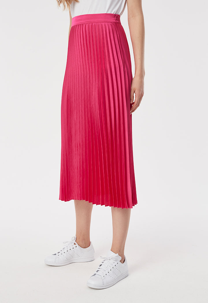 Pink Electric Pleats Skirt