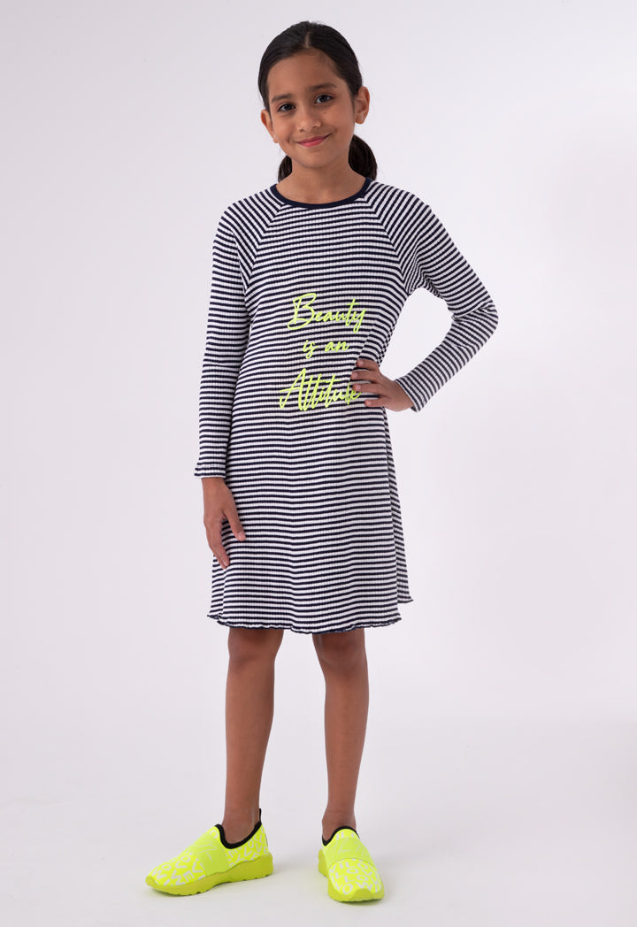 Striped Raglan Sleeve Ribbed Dress