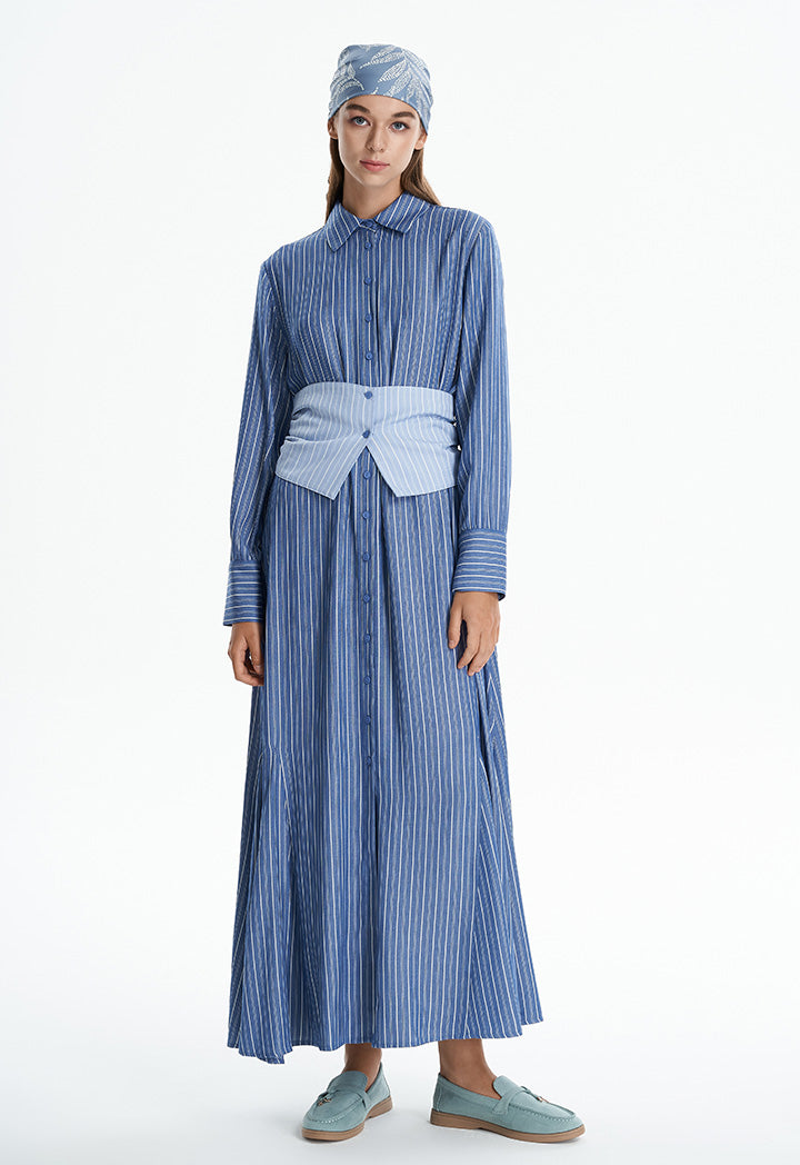 ワンピース the9shop EVERYDAY DRESS Stripe M Contrast Stripes Maxi Dress – ZAY