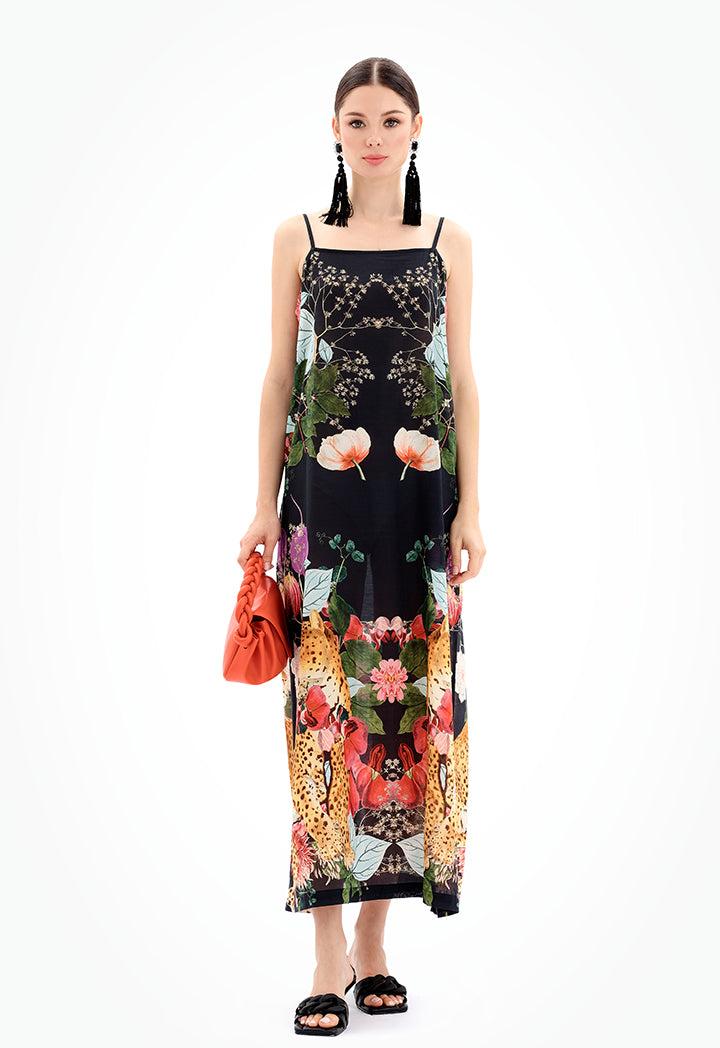 Sleeveless Floral Maxi Under Abaya Dress - Ramadan Style