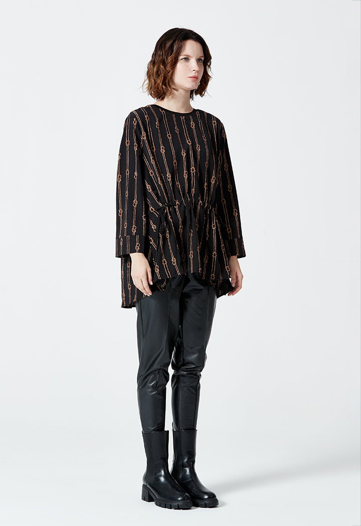 All Over Chain Rope Design Printed Blouse