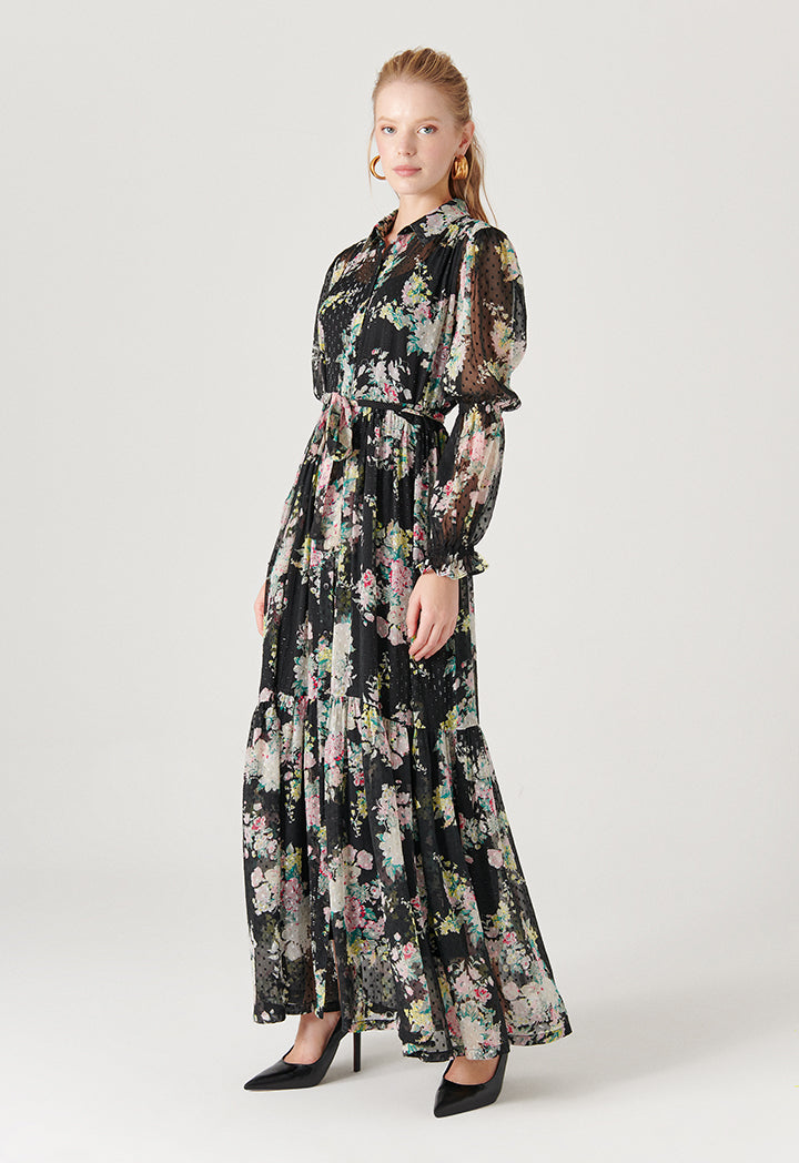 Floral Printed Dobby Maxi Dress