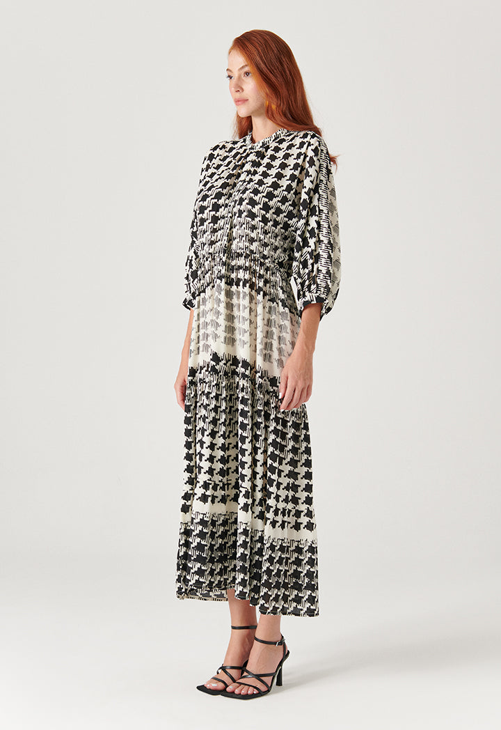 All Over Contrast Abstract Printed Dress