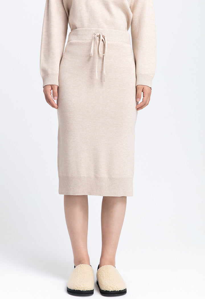 Knitted Solid Midi Skirt
