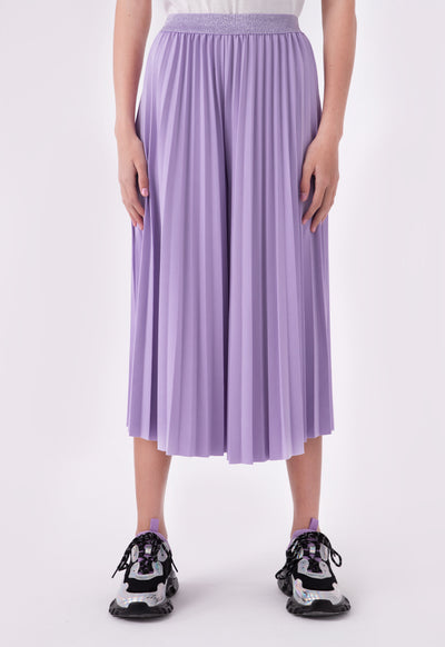 Lurex Elastic Waist Pleated Culottes Trouser