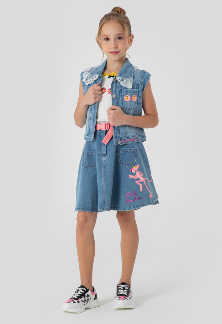 Pink Panther Sleeveless Denim Jacket