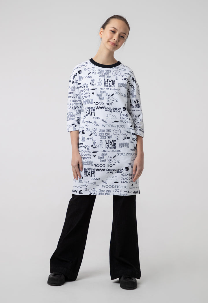 Midi Dress With Snoopy Prints
