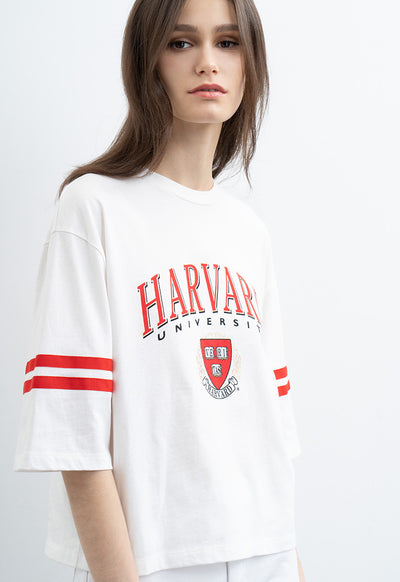 Harvard Printed Stripe Sleeve T-Shirt