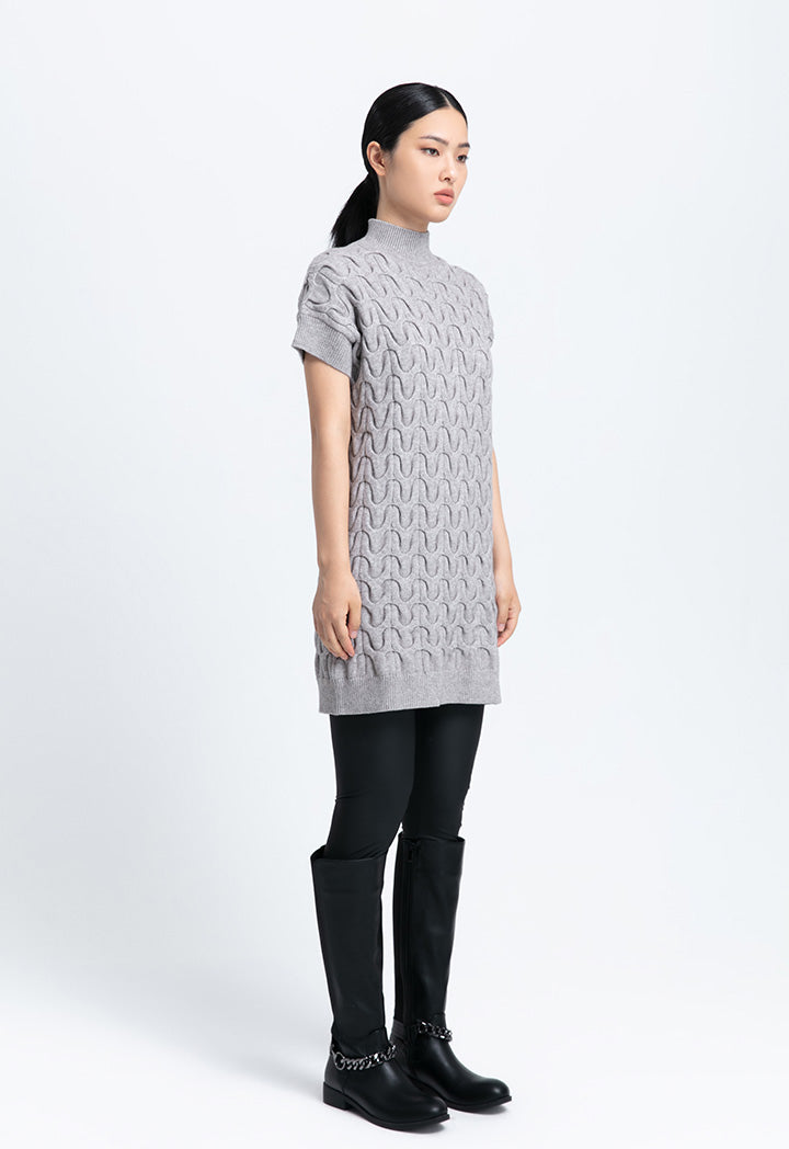Even Pattern Knitted Solid Dress
