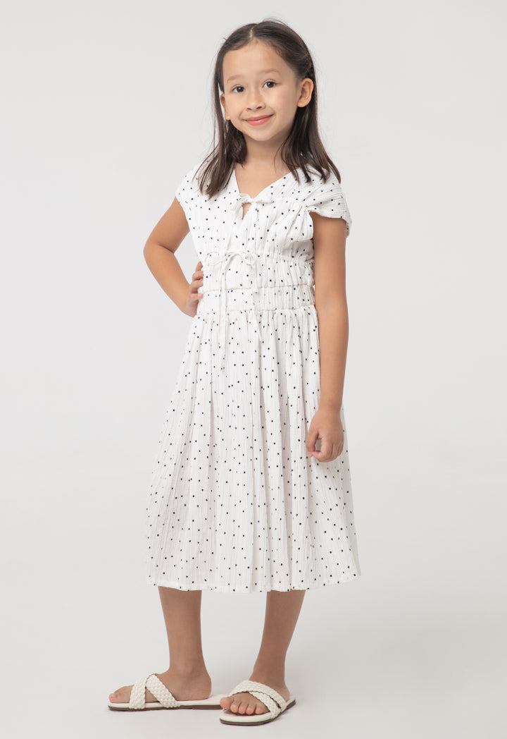 Drawstring Bodice Elasticated Polka Dot Dress