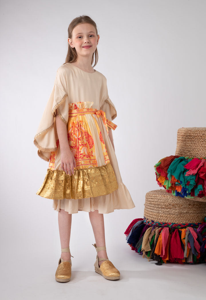 Printed Lurex Jacquard Wrap Half Skirt Overlay Dress