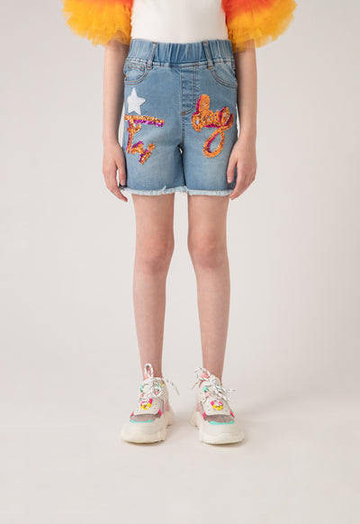Embroidered Denim Shorts