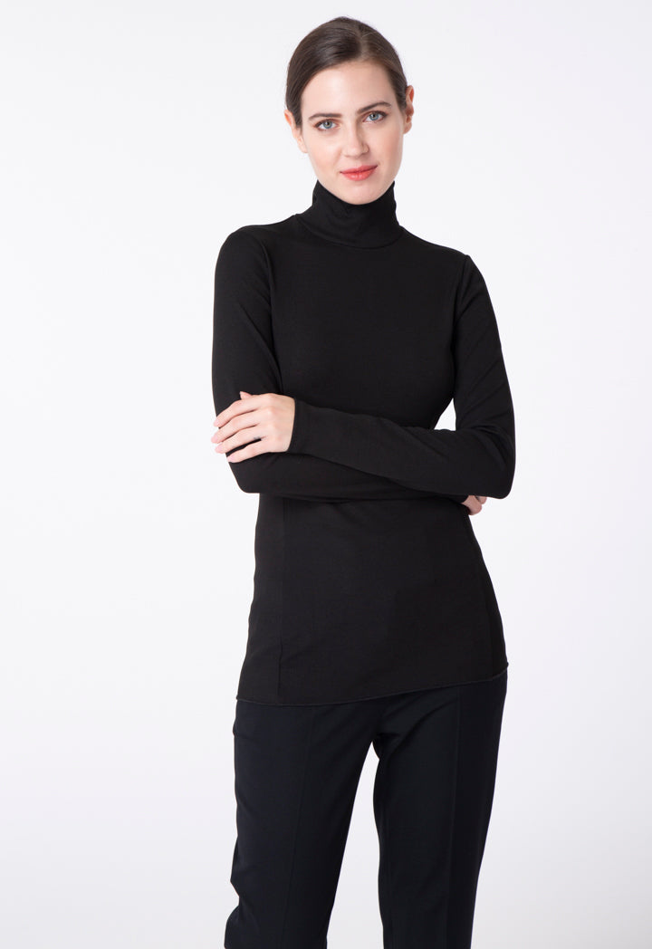 Rib Fitted Turtleneck Top