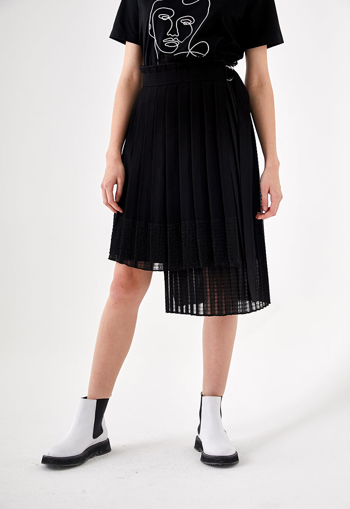 Pleated High Low Skirt