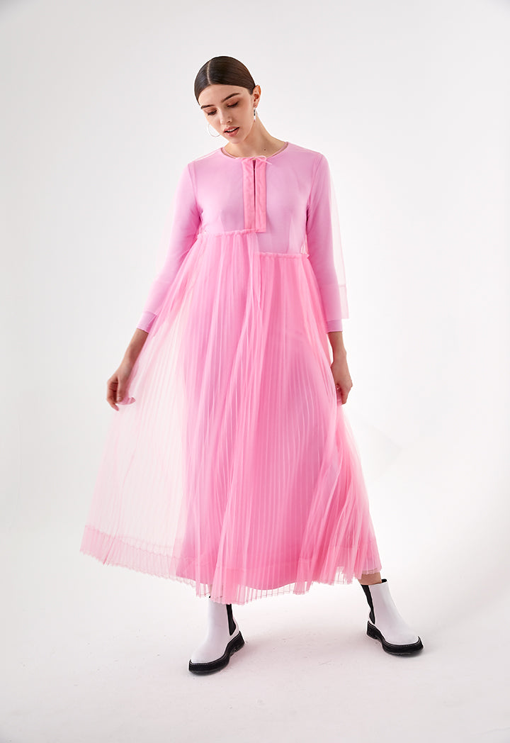 Mesh Tulle Pleated Outer Dress
