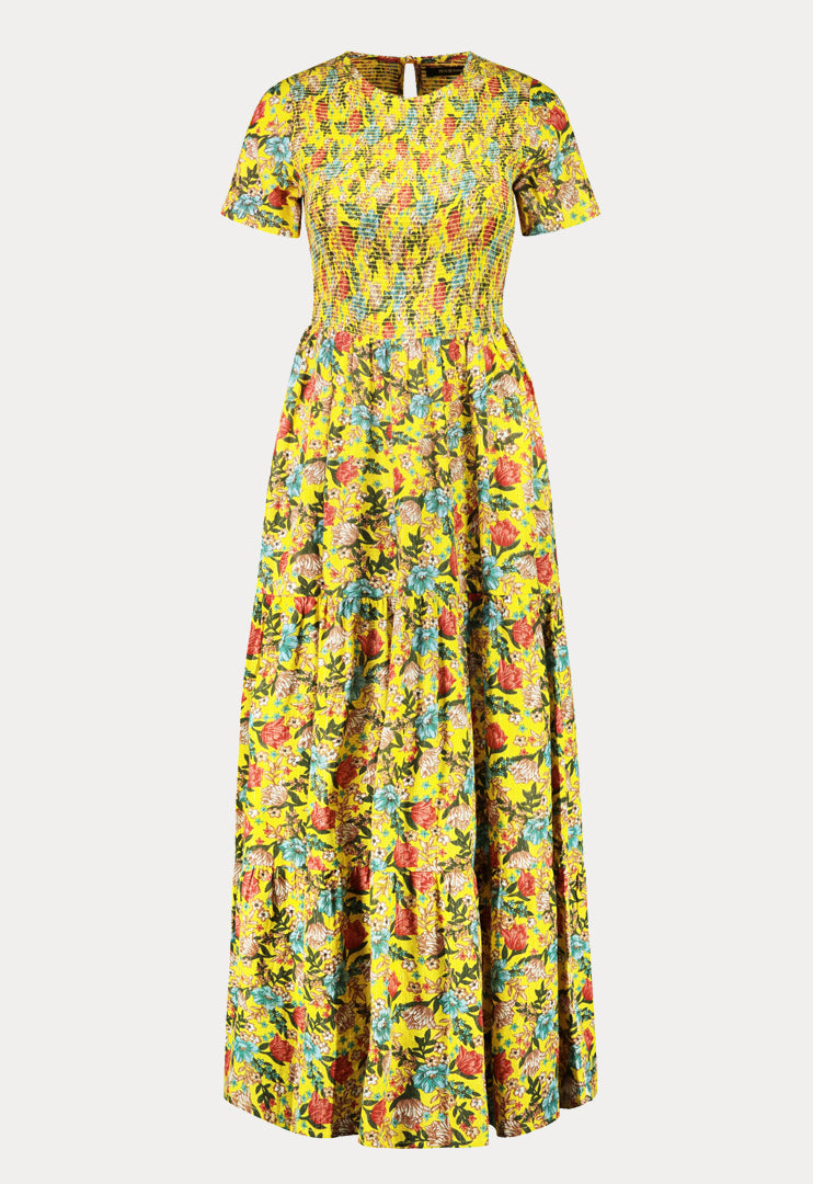 Floral Print Shirring Detail Dress