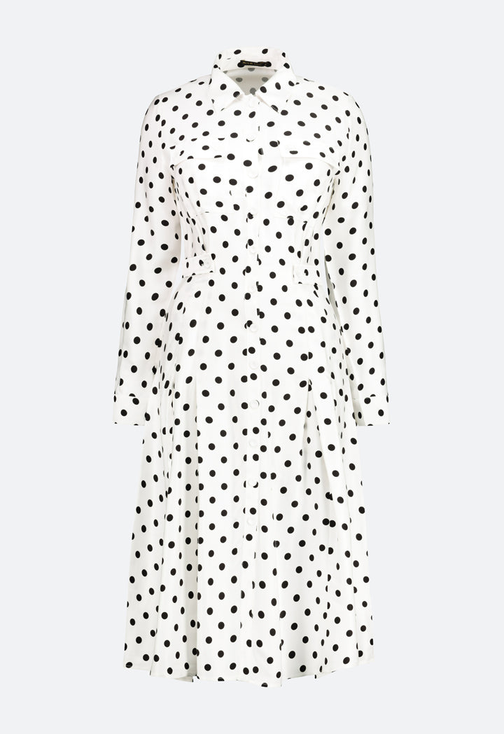 トップス polka dot shirt dress Weil Paris Polka Dot Shirt Dress – Classic Midi with Tie