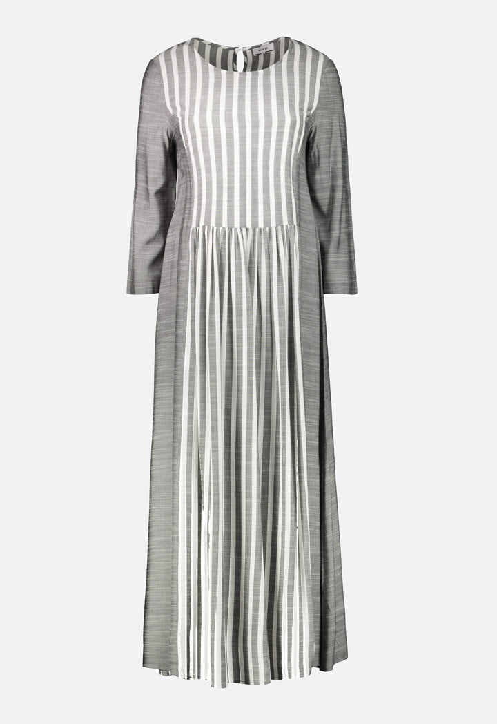 Mix Solid Stripe Slub Dress