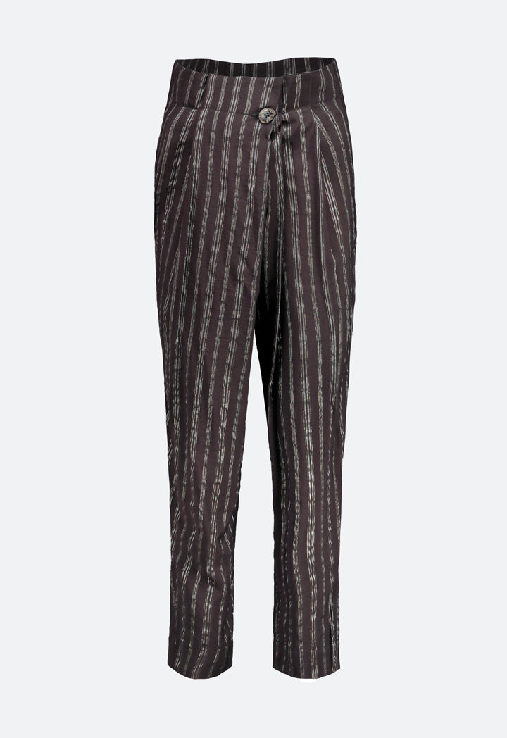 Black Stripes Aperbag Waist Trouser