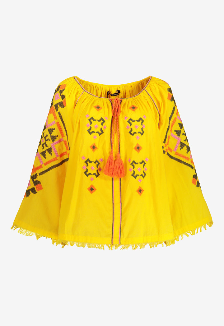 Embroidered Gypsy Yellow Blouse - Fresqa
