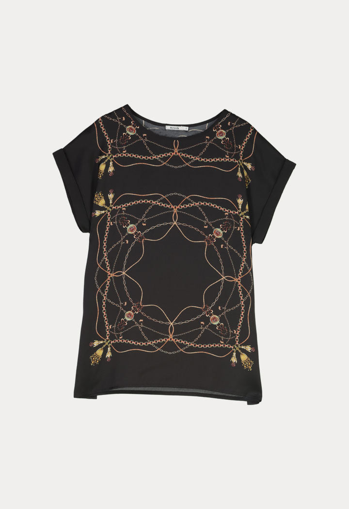 Printed Batwing Sleeve Top